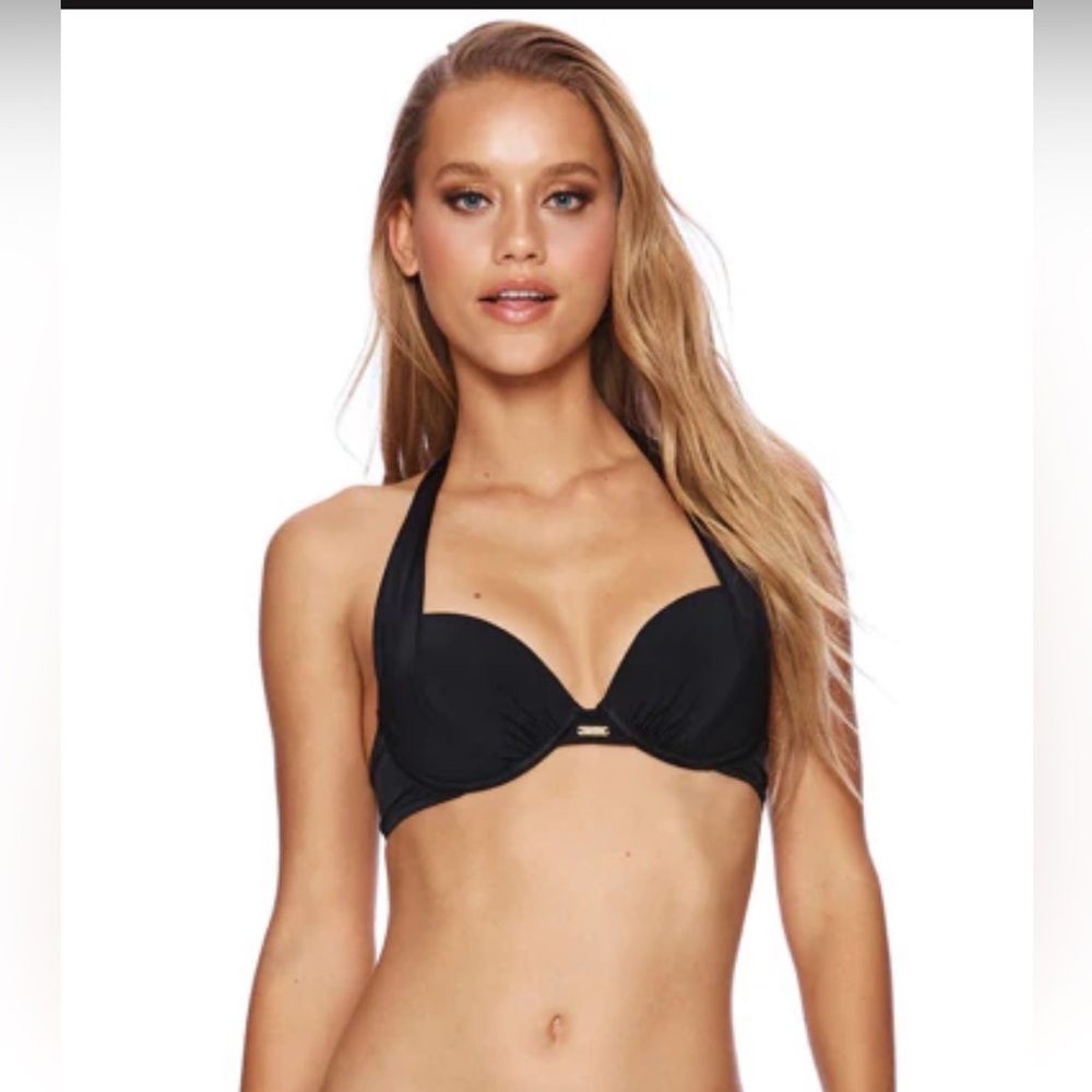Beach Bunny Ribbed Kate Push-up top (XL) and Skimpy ribbed Bottom (L) black